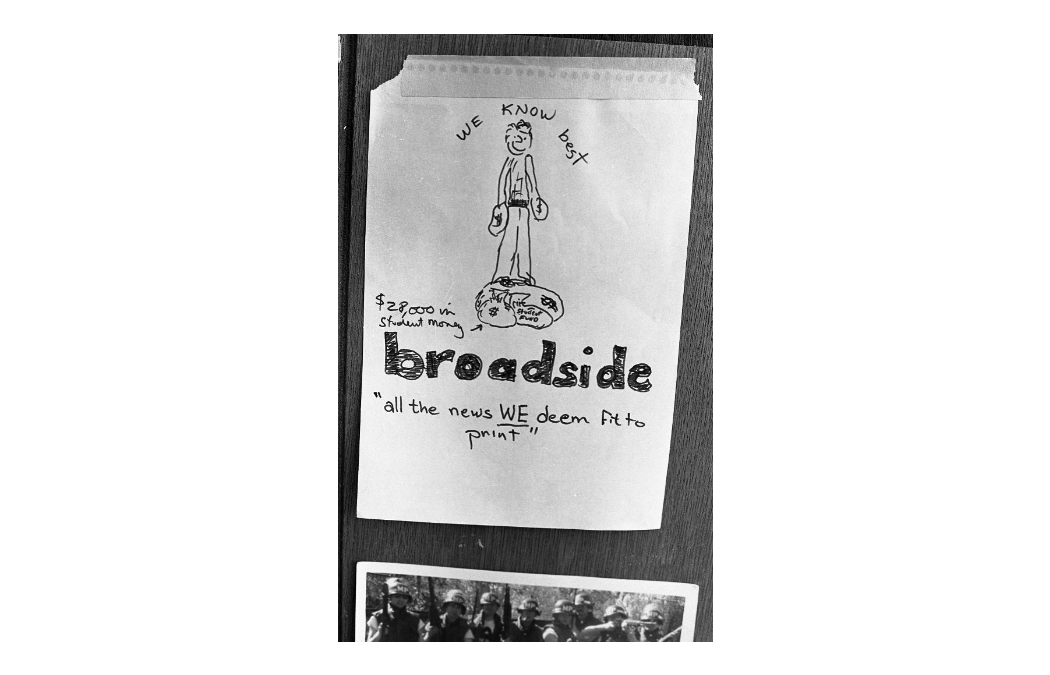 A drawing critical of the student newspaper Broadside A drawing critical of the student newspaper Broadside